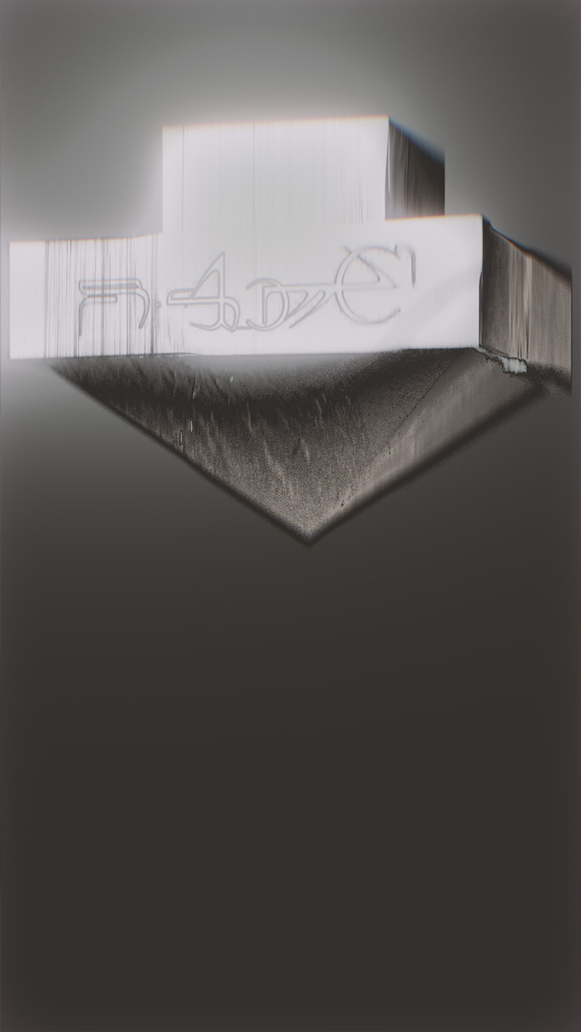 Gerendertes Artefakt: gestufte Pyramide unter Lichtstrahlen